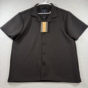 Marc Asher Men's Polo Shirt Button Down Size L Heavy Weight Black Textured NWT